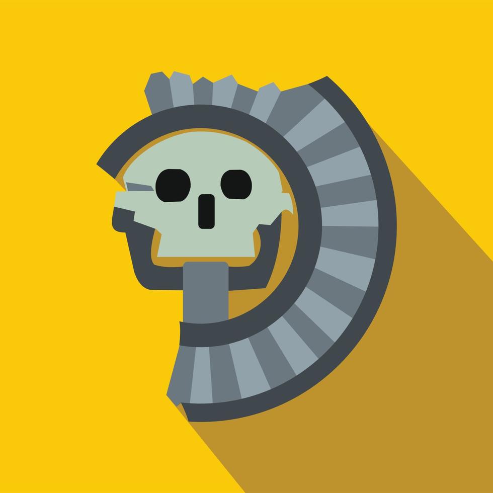 cráneo el dios de la muerte del icono azteca, estilo plano vector