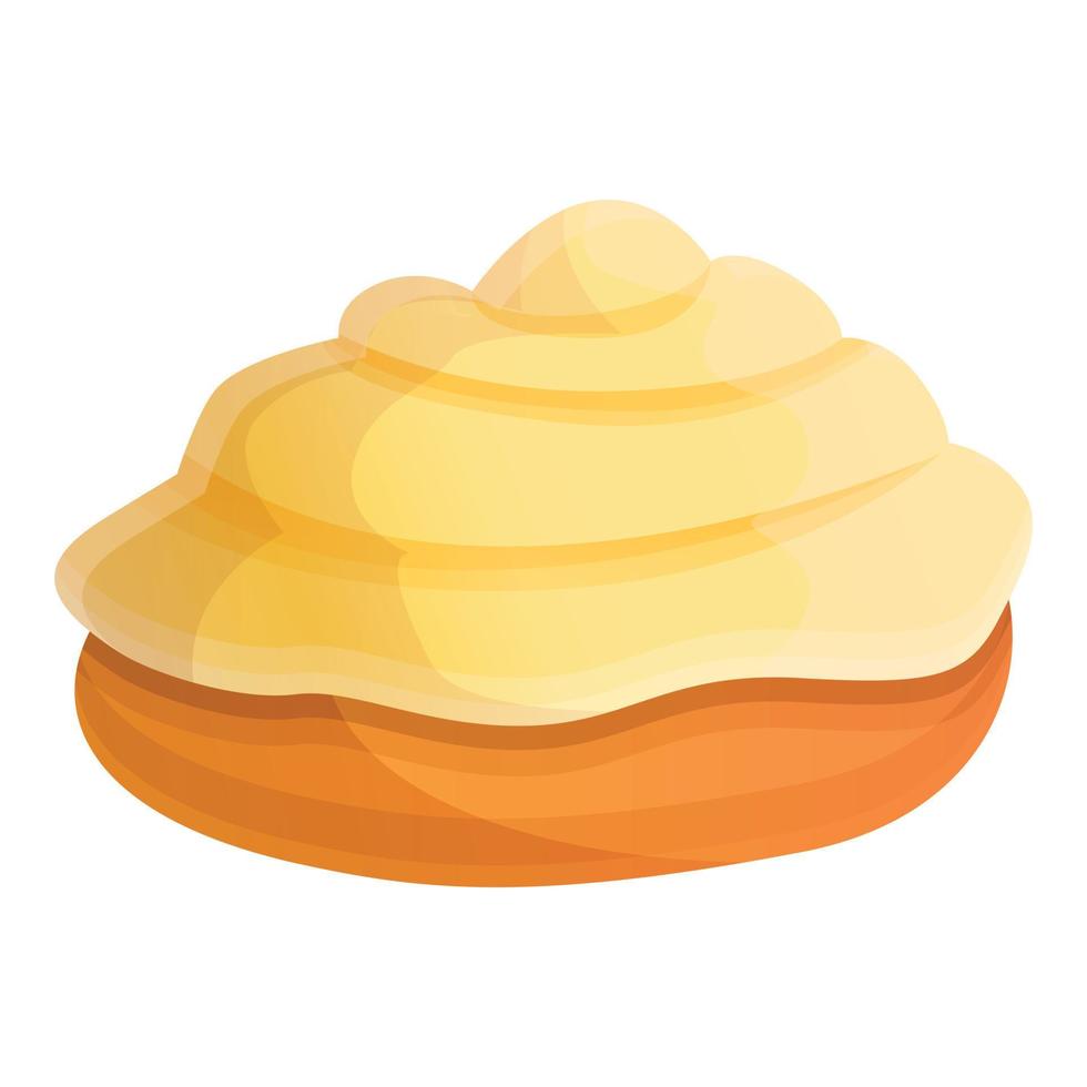 Creamy cupcake icon, cartoon style vector