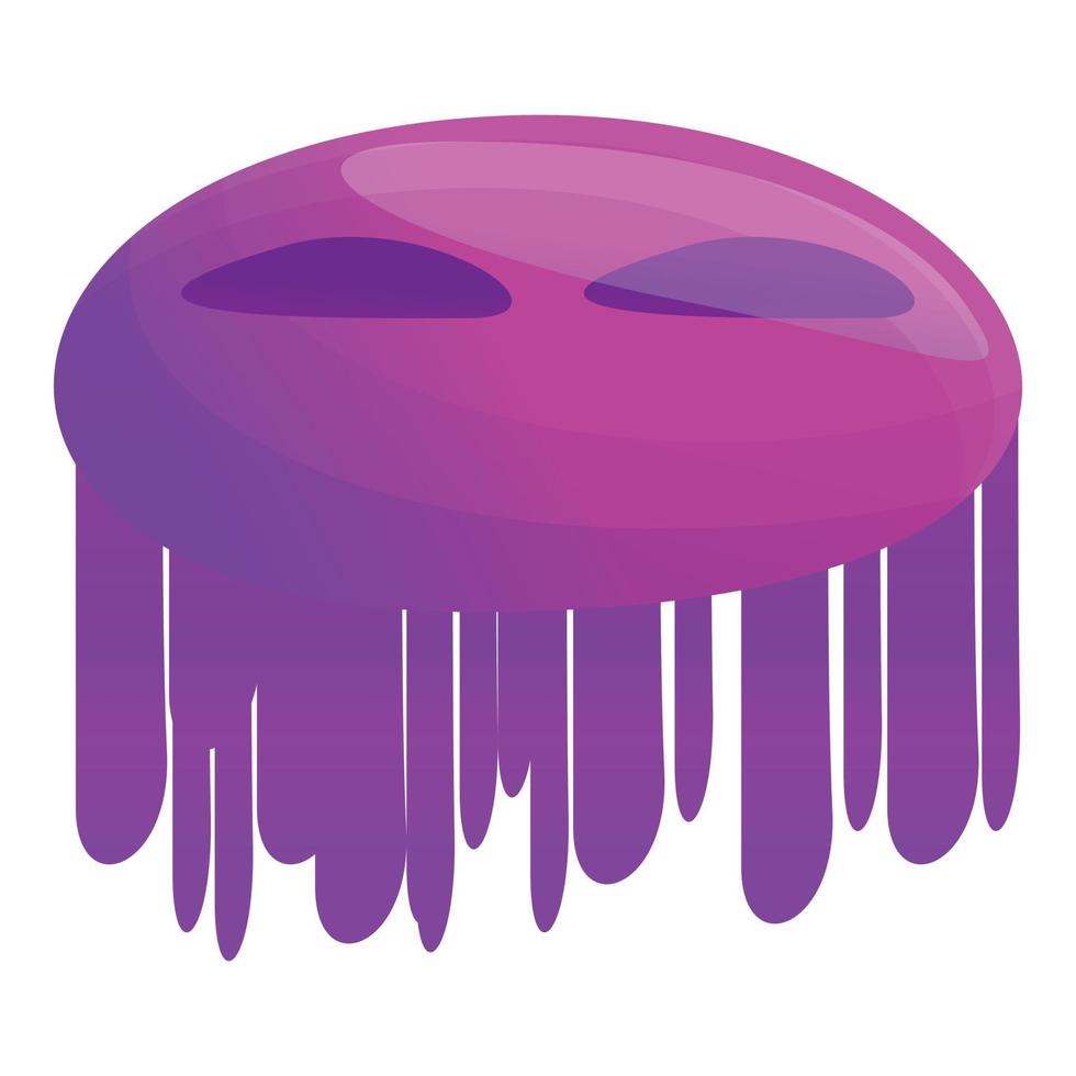 icono de bacterias violetas, estilo de dibujos animados vector