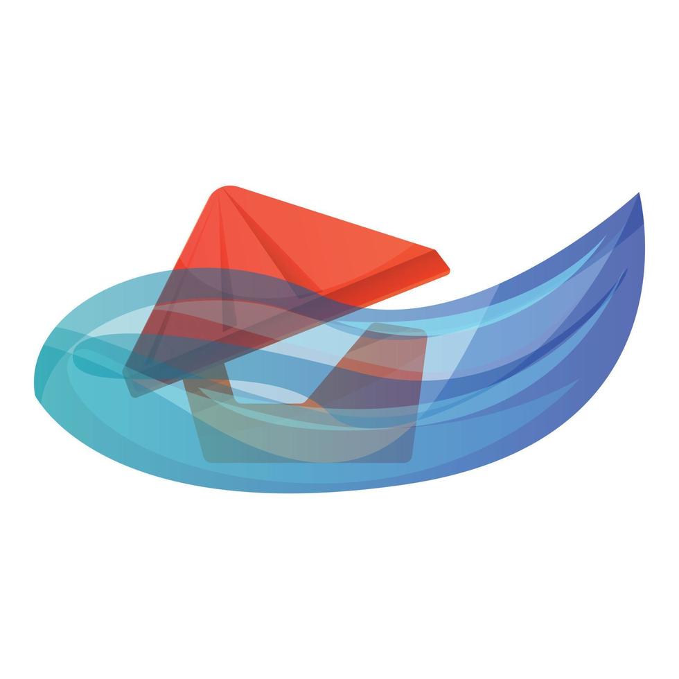 Flood disaster wave icon, cartoon style vector