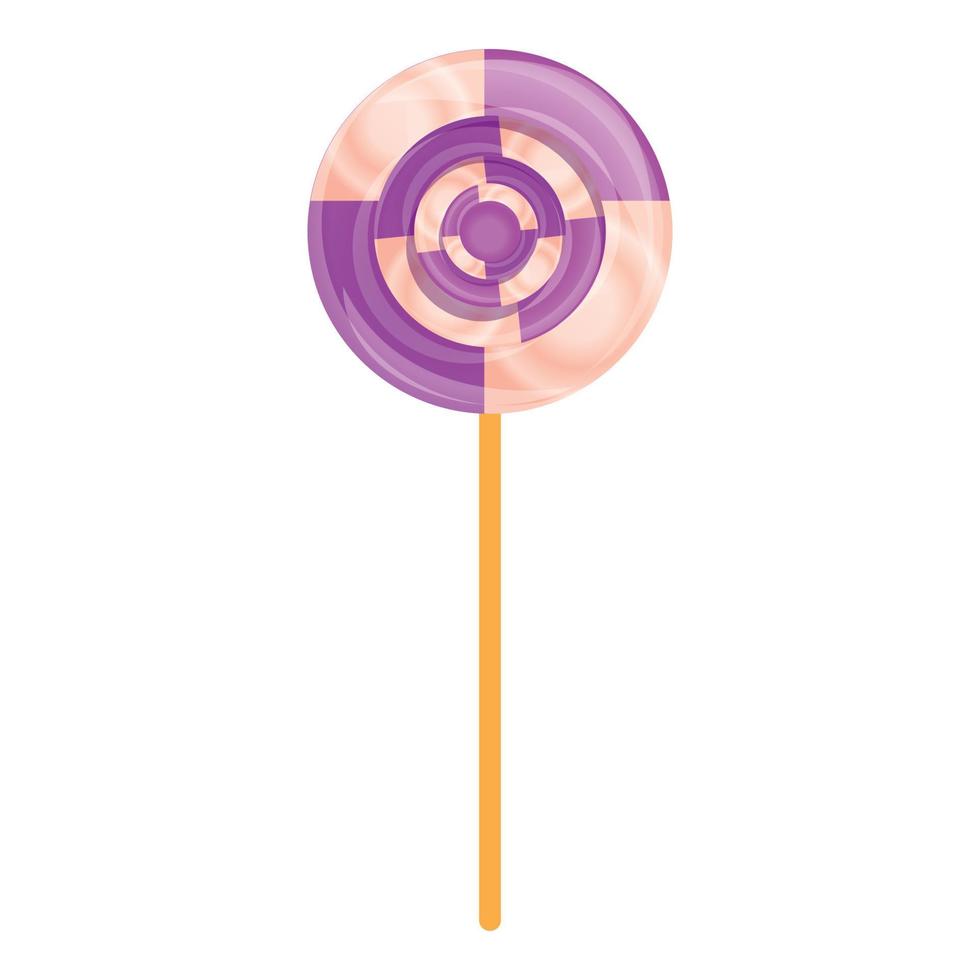 Purple lollipop icon, cartoon style vector