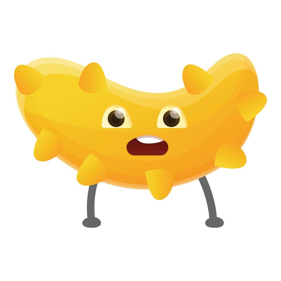 icono de bacterias lindas amarillas, estilo de dibujos animados vector