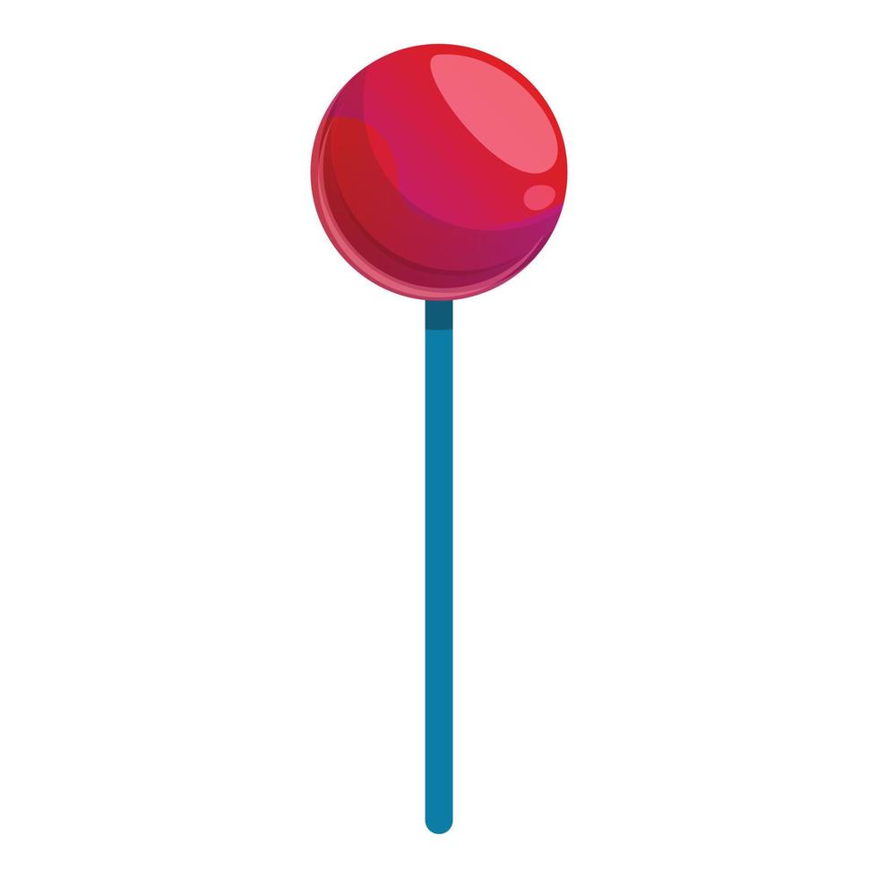 Red lollipop icon, cartoon style vector