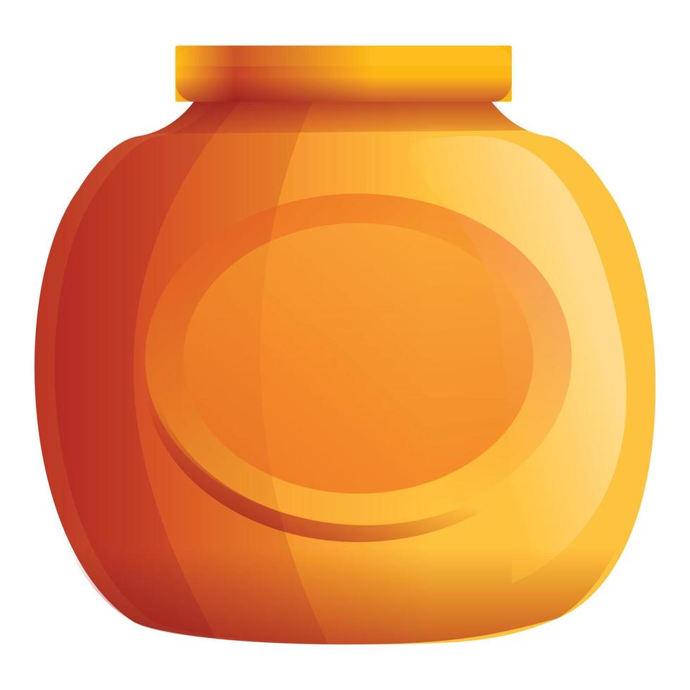 Gold jam jar icon, cartoon style vector