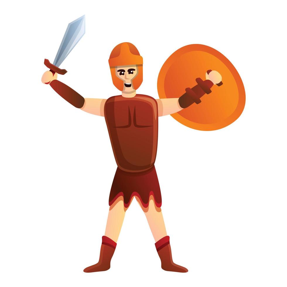 Gladiator icon, cartoon style vector