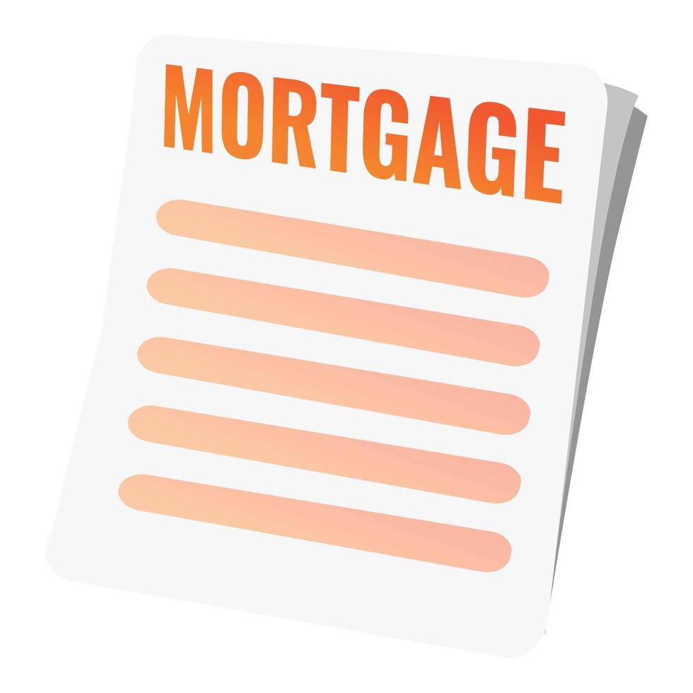 Mortgage paper icon, cartoon style vector