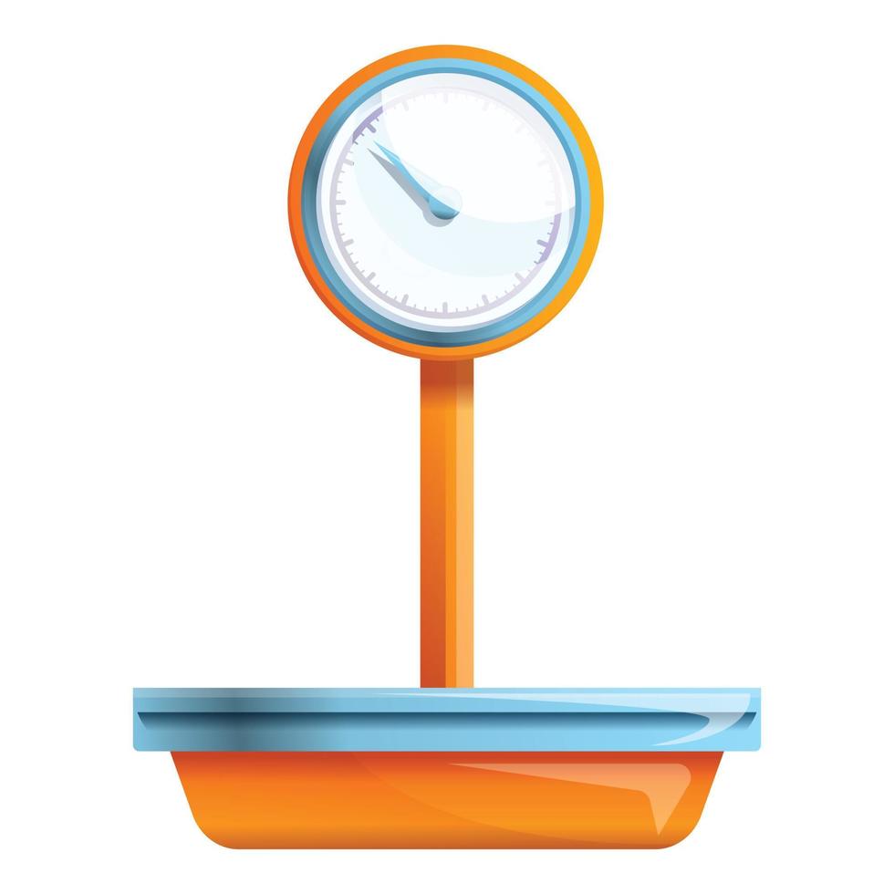 Market scales icon, cartoon style vector