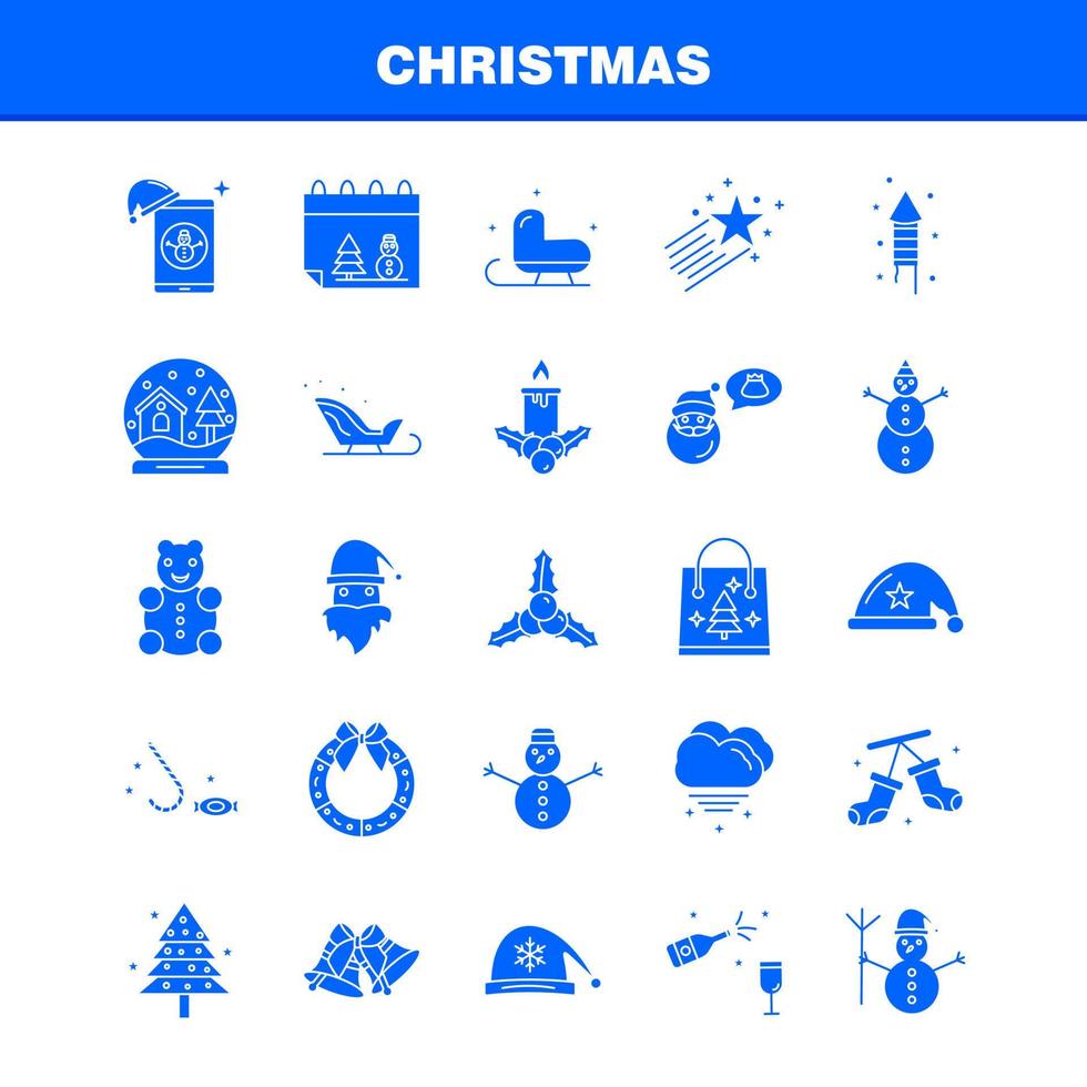 Christmas Solid Glyph Icons Set For Infographics Mobile UXUI Kit And Print Design Include Santa Clause Santa Christmas Winters Santa Clause Santa Collection Modern Infographic Logo and Picto vector