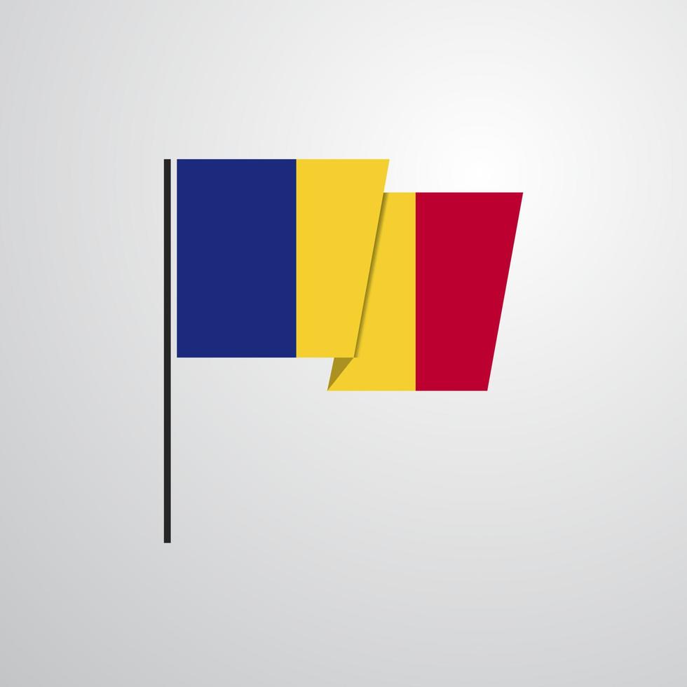 vector de diseño de bandera ondeante de rumania