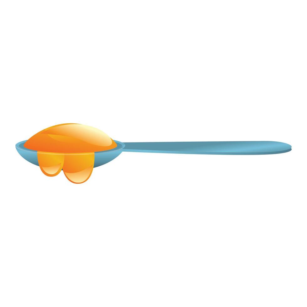 Metal honey spoon icon, cartoon style vector