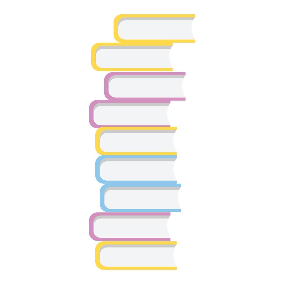 University book stack icon, cartoon style vector