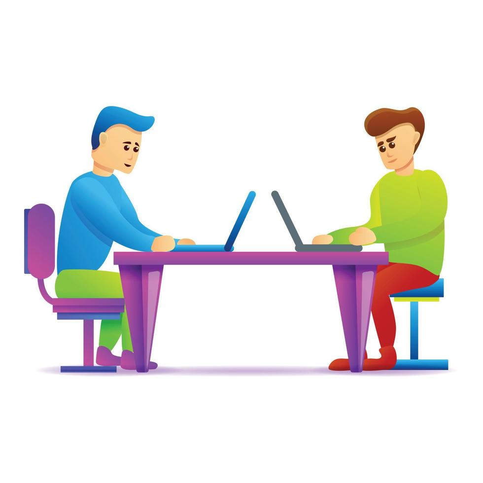 Group working icon, cartoon style vector