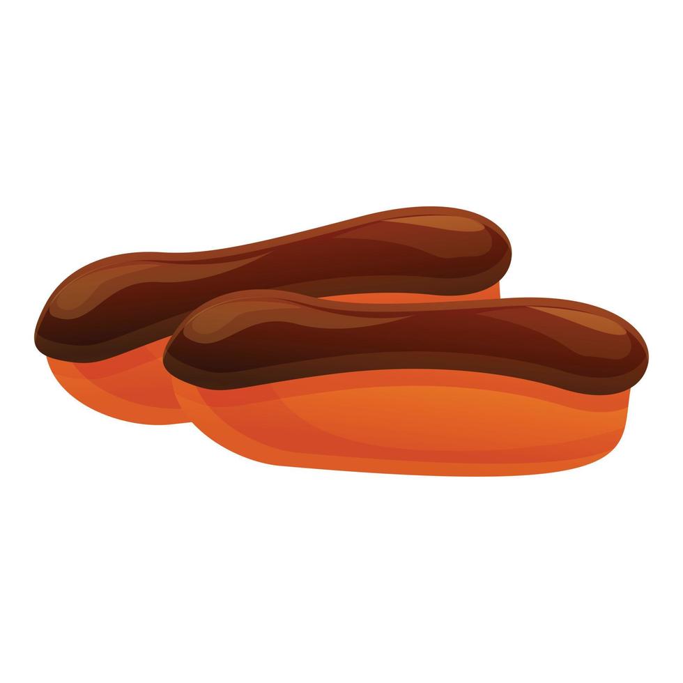 French eclair icon, cartoon style vector