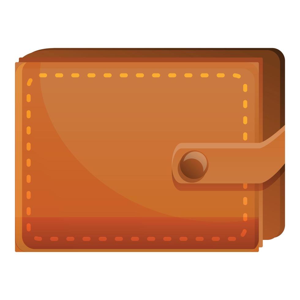 Leather wallet icon, cartoon style vector