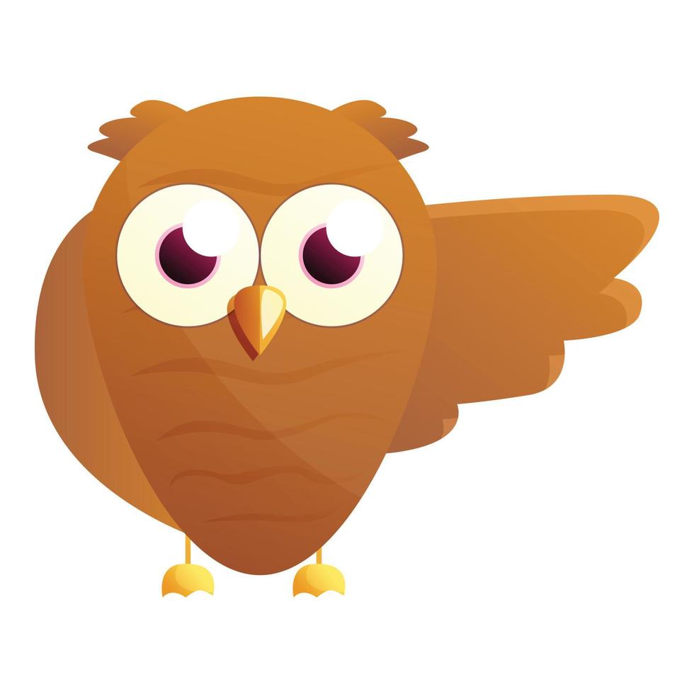 Brown owl icon, cartoon style vector