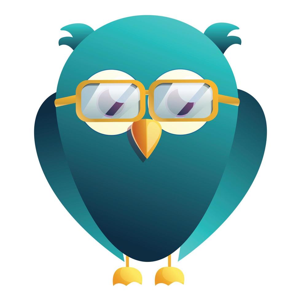 Owl with eyeglasses icon, cartoon style vector