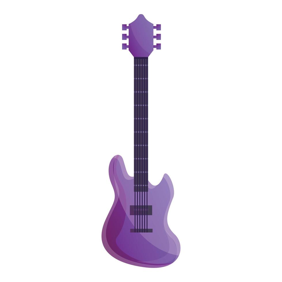 Colorful violet guitar icon, cartoon style vector