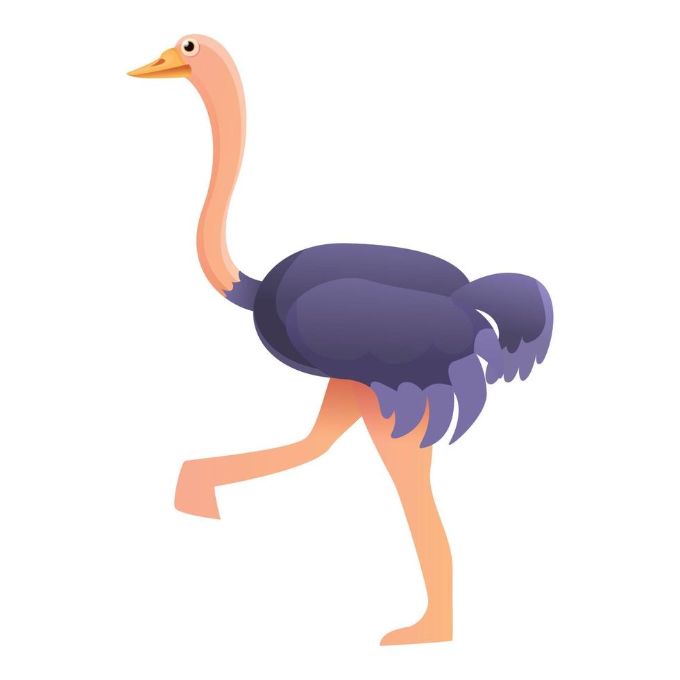 Walking ostrich icon, cartoon style vector
