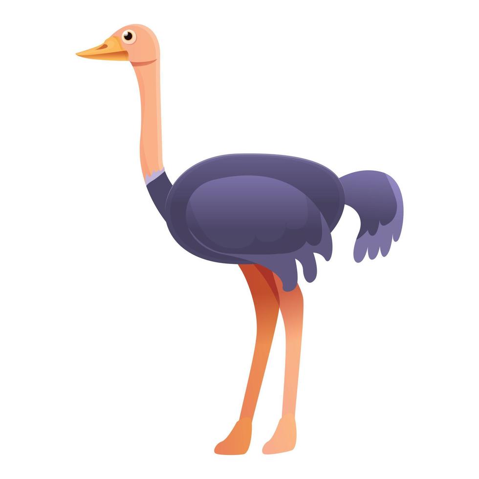 lindo icono de avestruz, estilo de dibujos animados vector