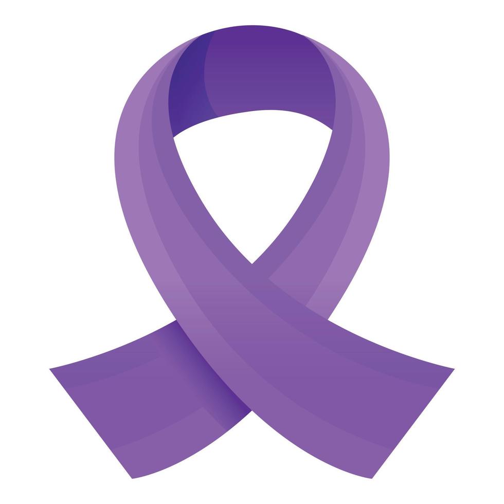 Purple ribbon icon, cartoon style vector