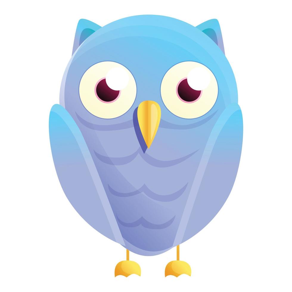 Blue gradient owl icon, cartoon style vector