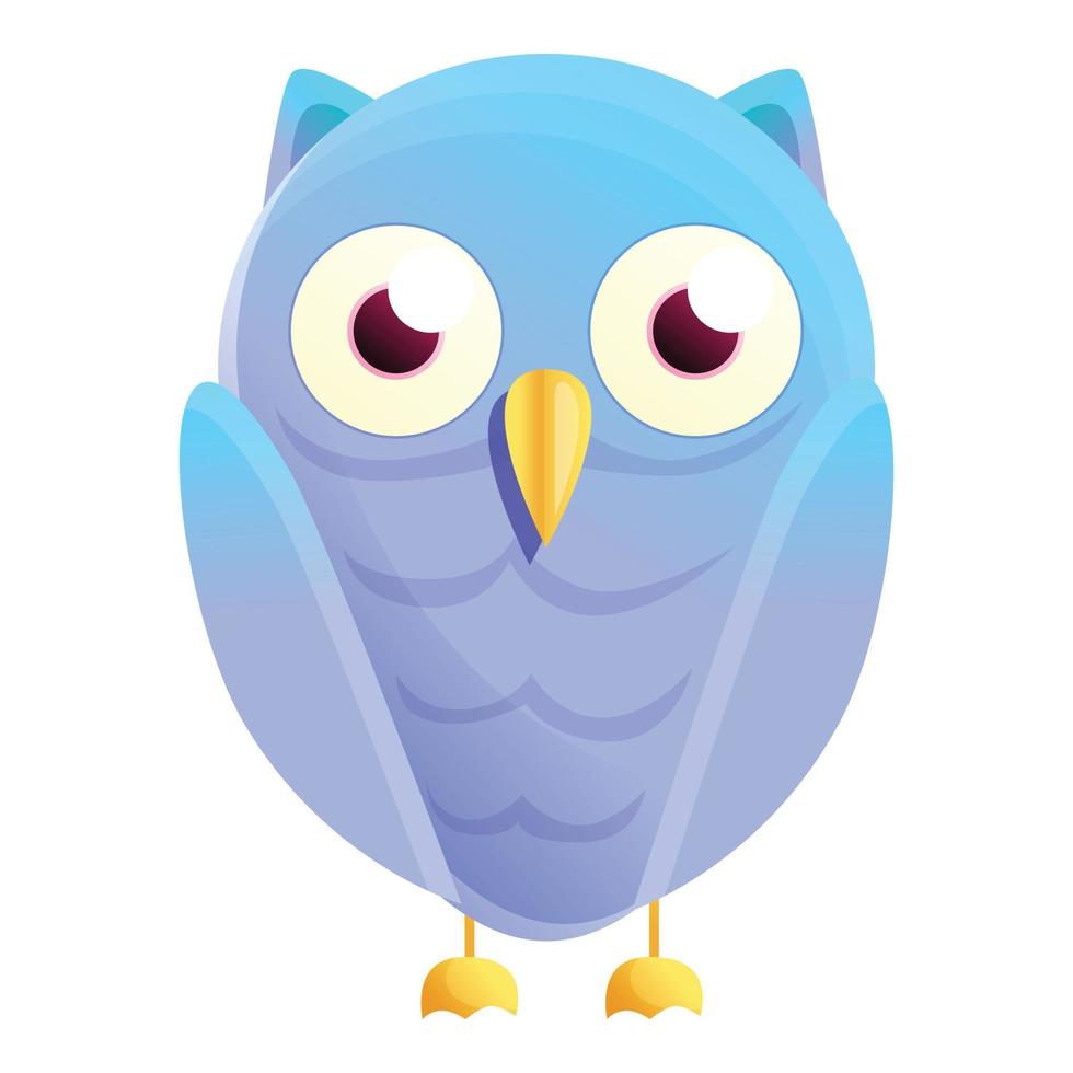 Blue gradient owl icon, cartoon style vector