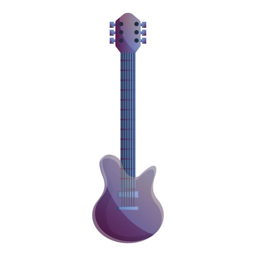 Violet electric guitar icon, cartoon style vector