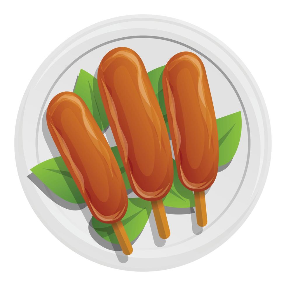 icono de placa de cocina tailandesa, estilo de dibujos animados vector