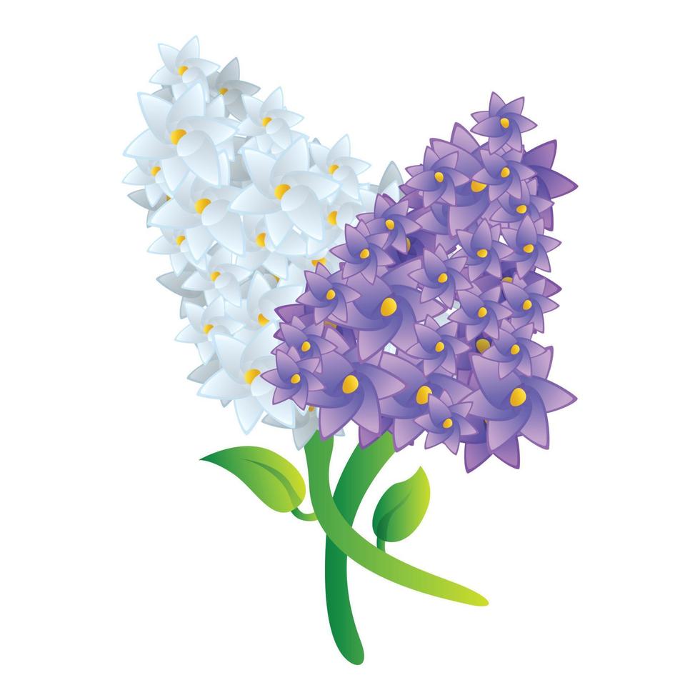 Lilac bouquet icon, cartoon style vector