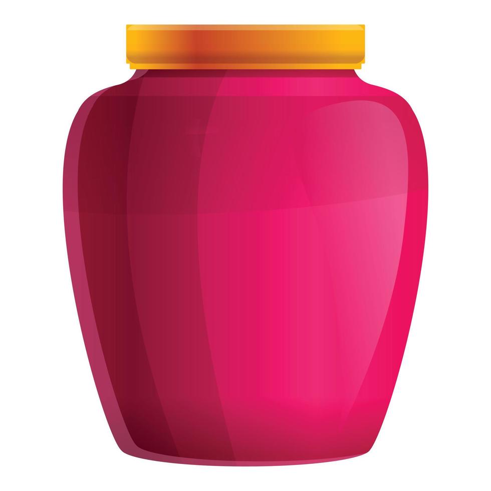 Raspberries jam jar icon, cartoon style vector