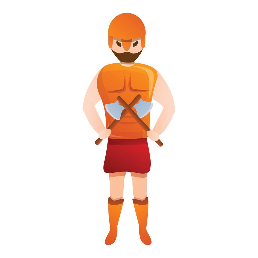 icono de dos ejes de gladiador, estilo de dibujos animados vector