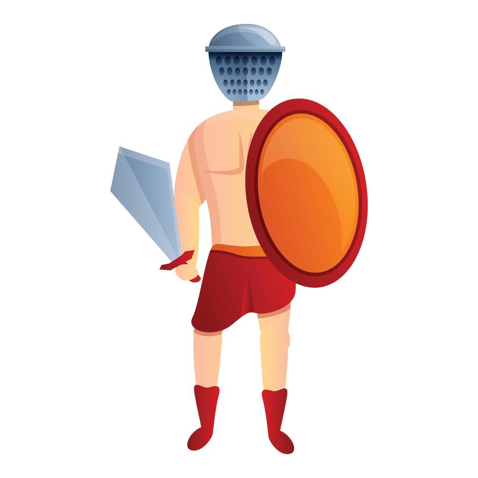 Roman gladiator icon, cartoon style vector