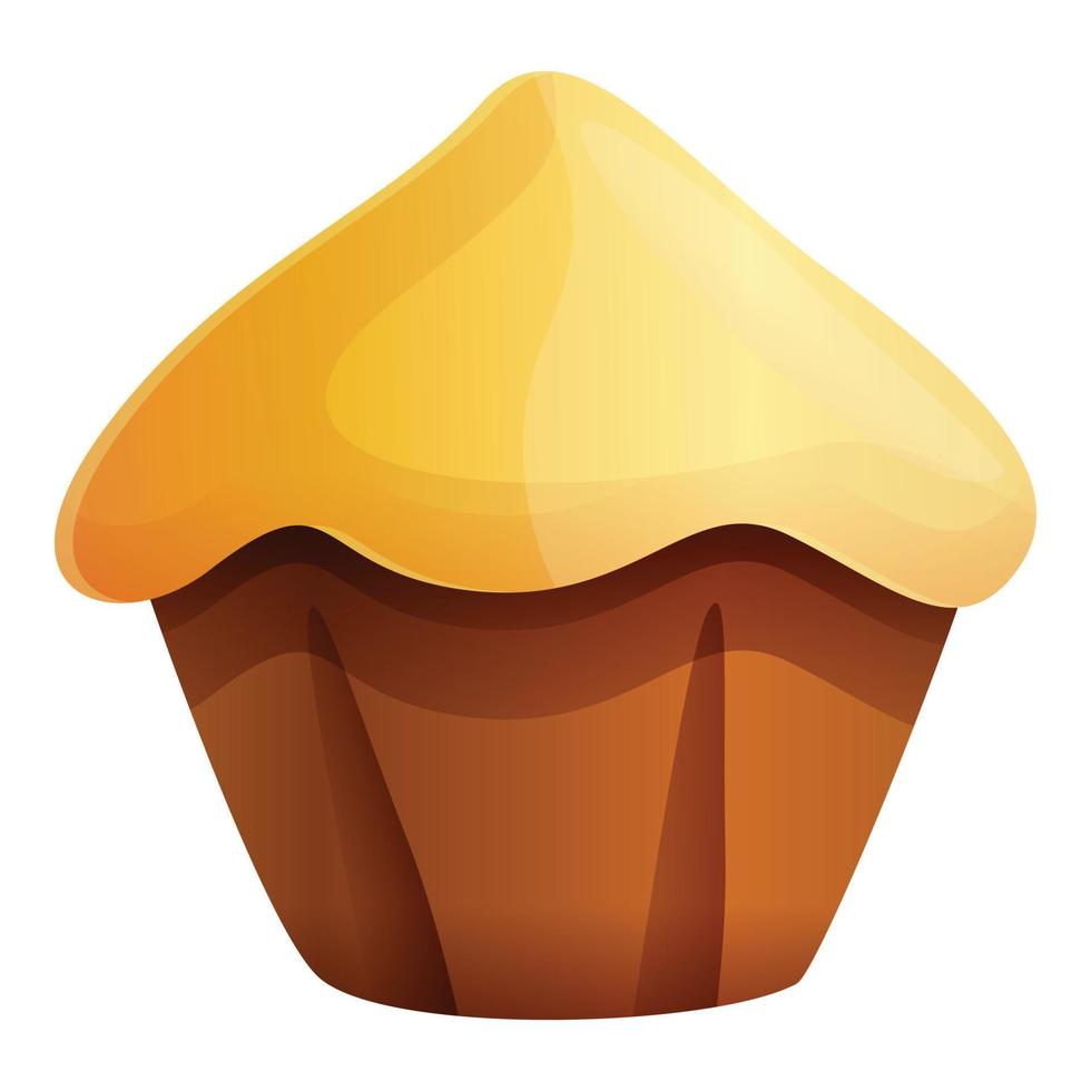 Vanilla cupcake icon, cartoon style vector