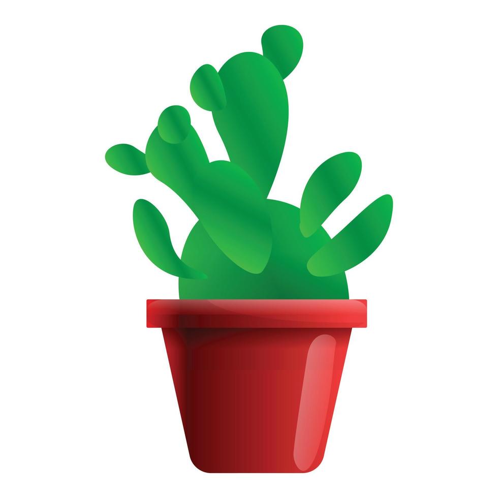 Cactus houseplant icon, cartoon style vector