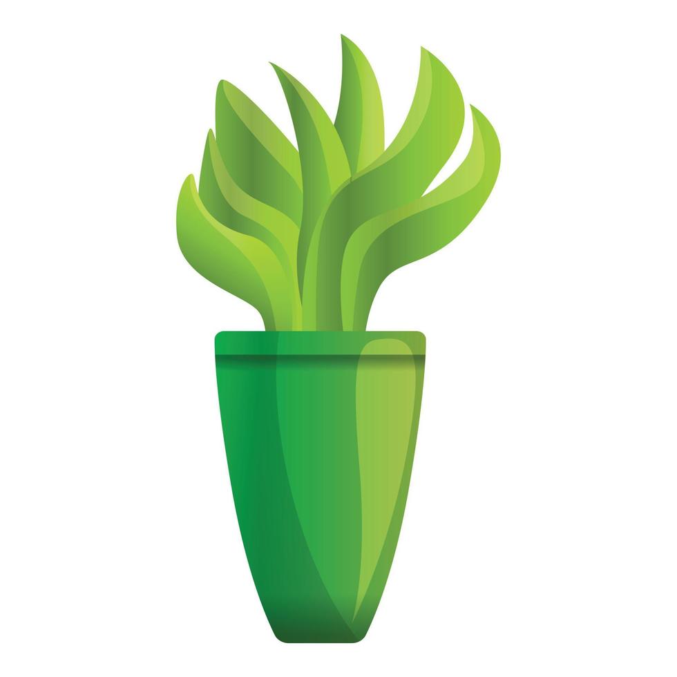 Aloe plant pot icon, cartoon style vector