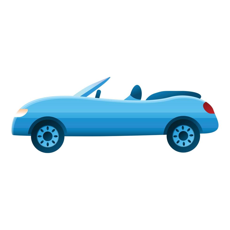 Blue small cabriolet icon, cartoon style vector