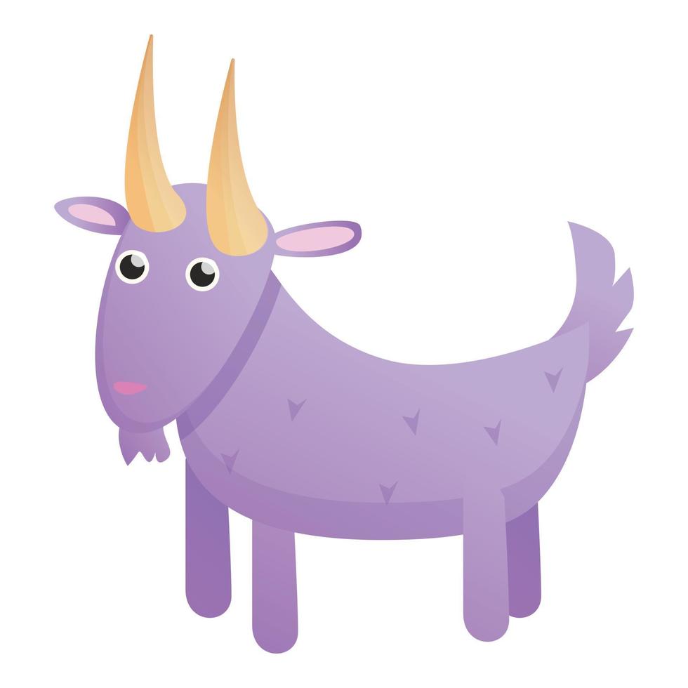Violet goat icon, cartoon style vector
