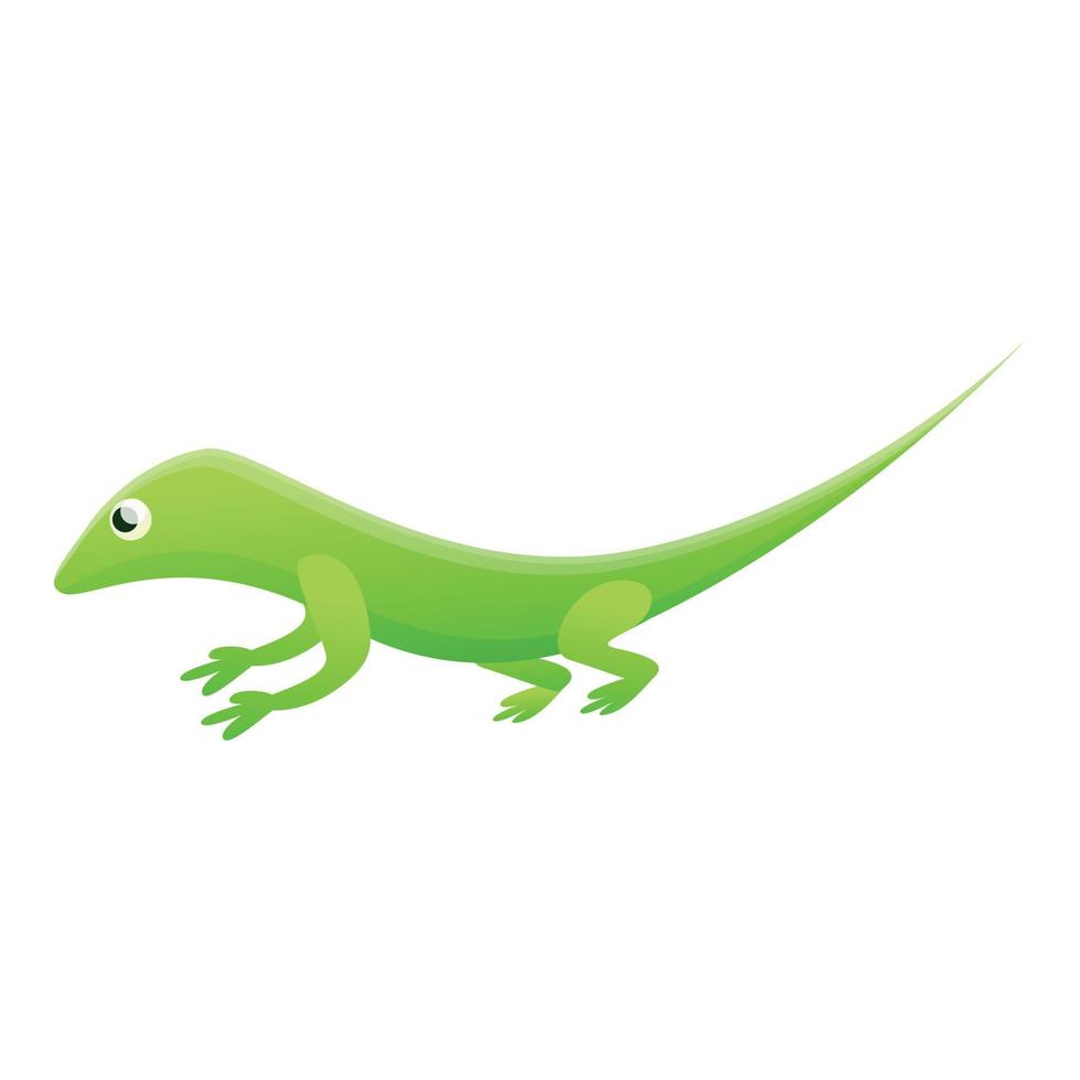 Green lizard icon, cartoon style vector