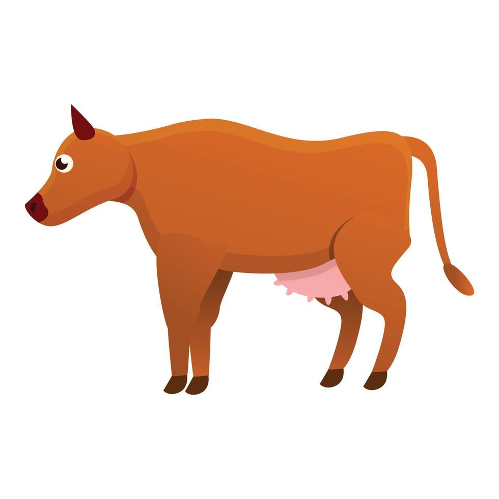 Funny cow icon, cartoon style vector