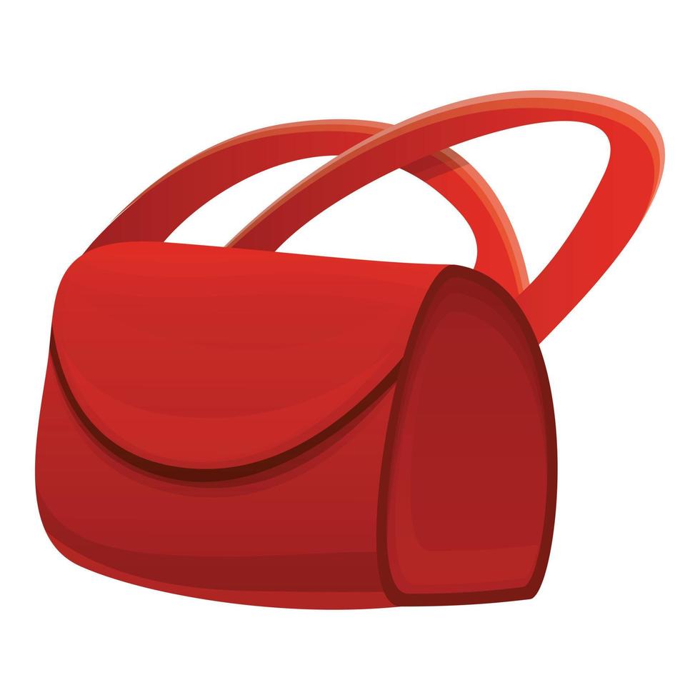 Postman red bag icon, cartoon style vector