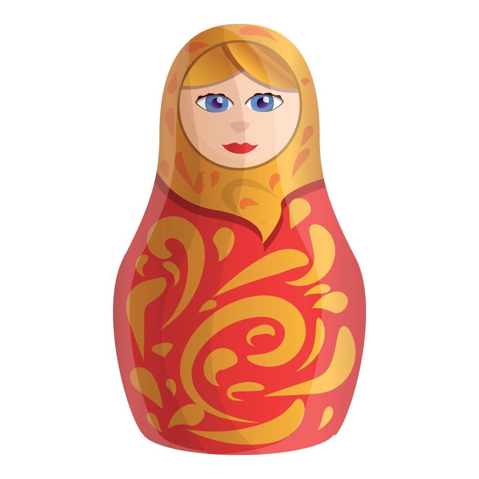 Nesting doll icon, cartoon style vector