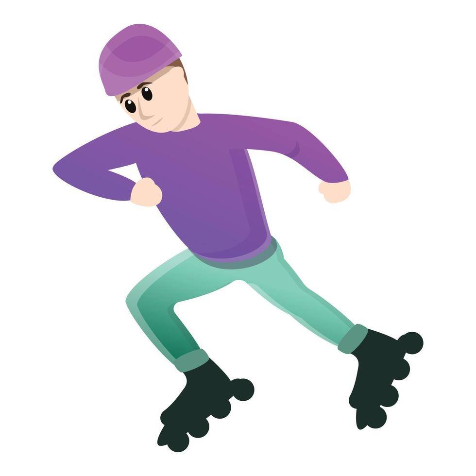 Speedman inline skates icon, cartoon style vector