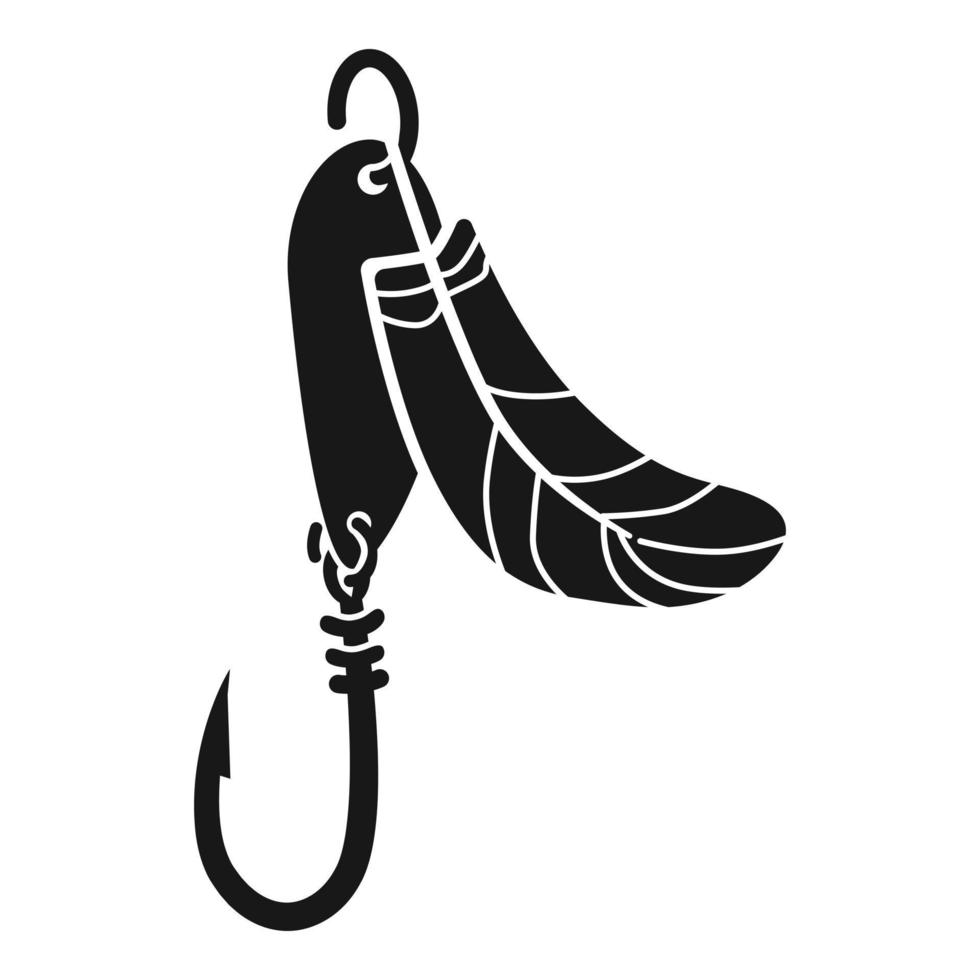 Winter fishing hook icon, simple style vector