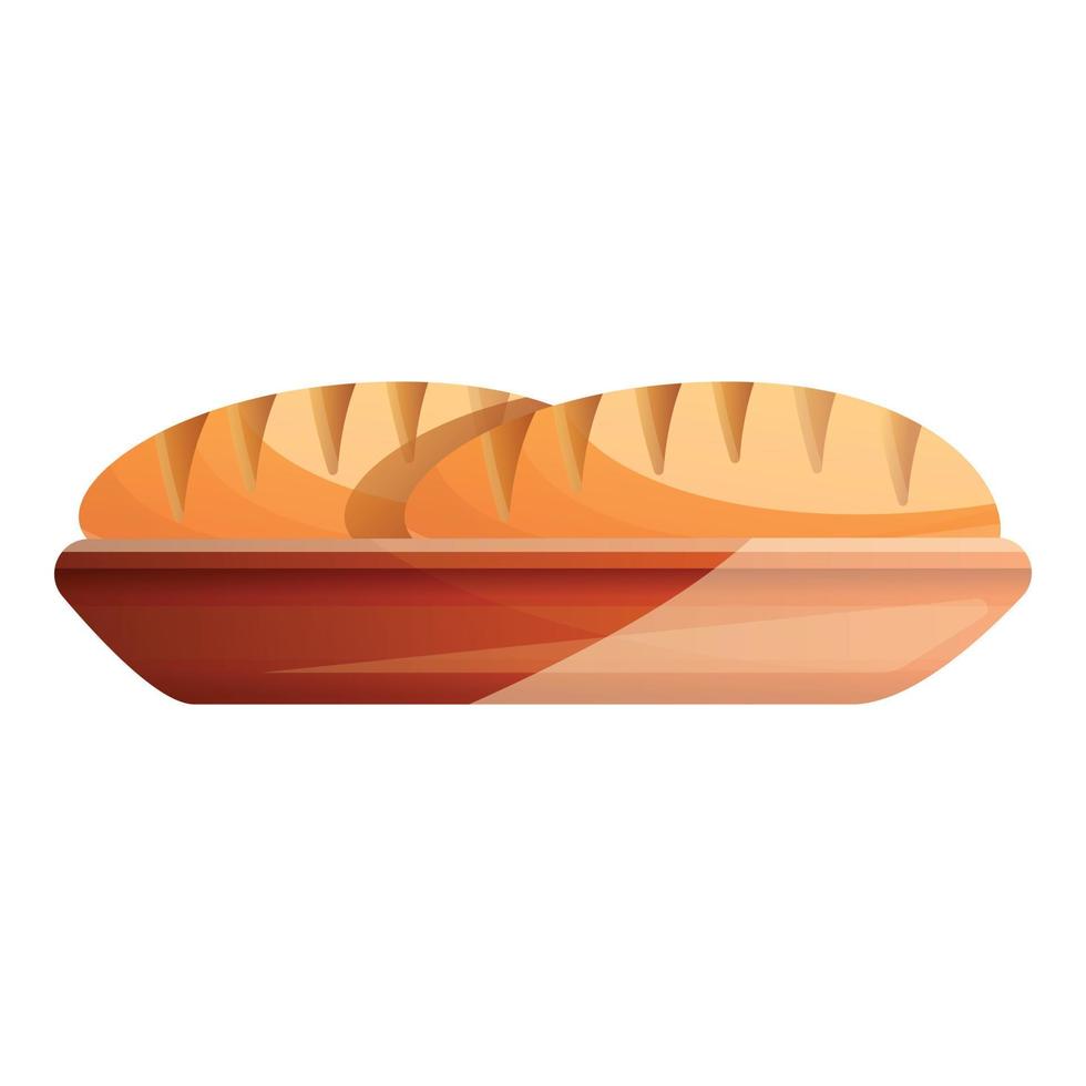 Fresh bakery bread icon, cartoon style vector