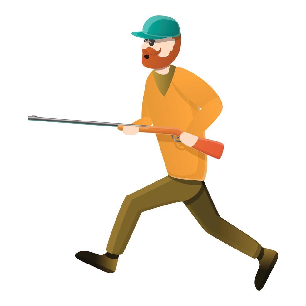 Hunter walking icon, cartoon style vector