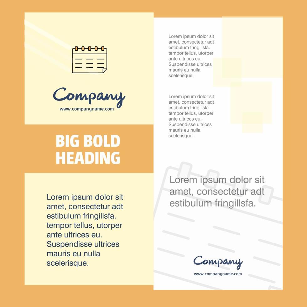 Calendar Company Brochure Title Page Design Company profile annual report presentations leaflet Vector Background