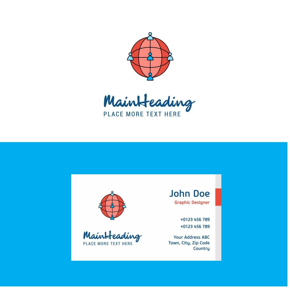 logotipo de red global plano y plantilla de tarjeta de visita diseño de logotipo de concepto de negocio vector