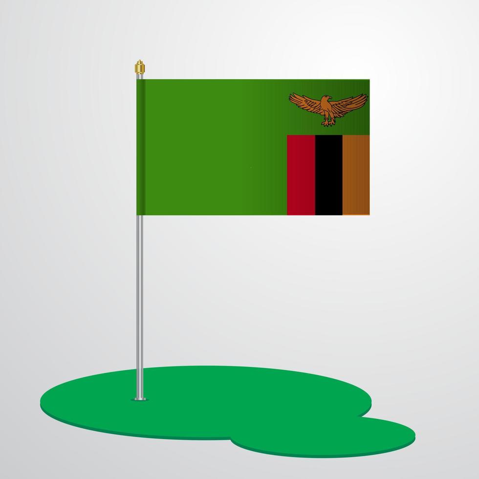 Zambia Flag Pole vector