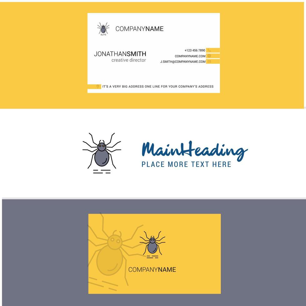 hermoso logotipo de araña y vector de diseño vertical de tarjeta de visita