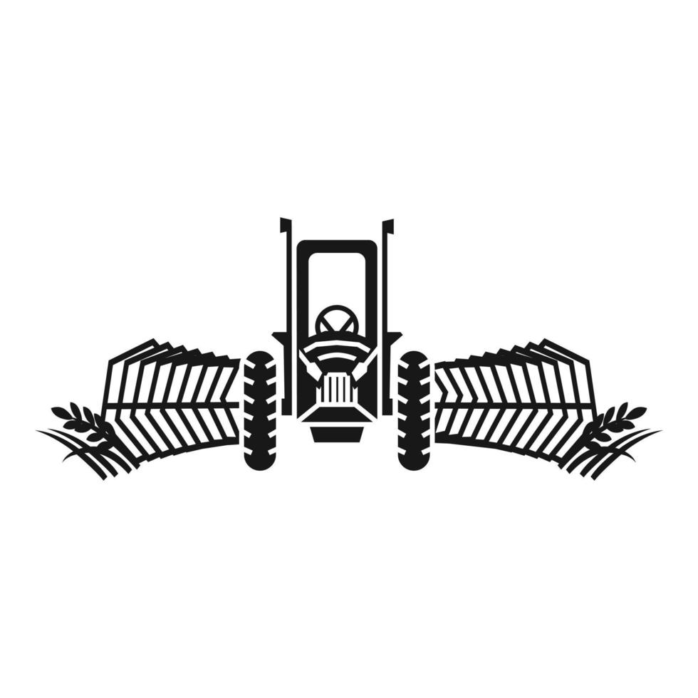 Tractor working harvester icon, simple style vector
